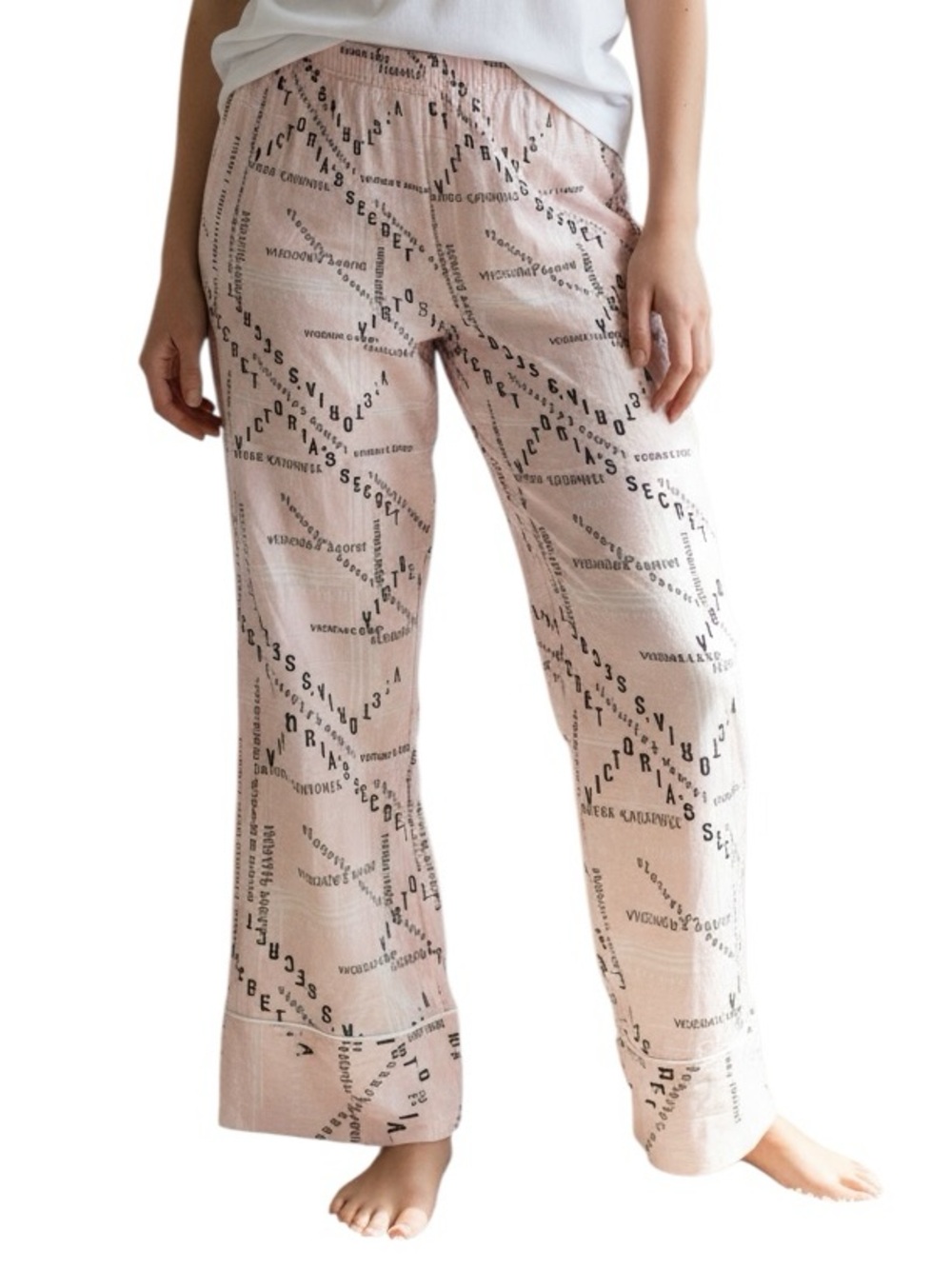 VICTORIA’S SECRET: Light Pink Graphic Printed Pajama Pants -Size Medium